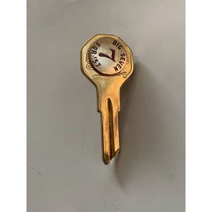 Vintage Key Big Seven for 57 Tie Clip Bar Gold Tone Men's Jewelry